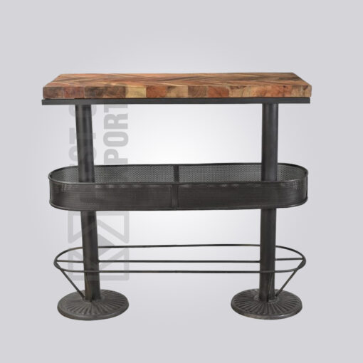 Square Wooden Top Pedestal Table with Storage