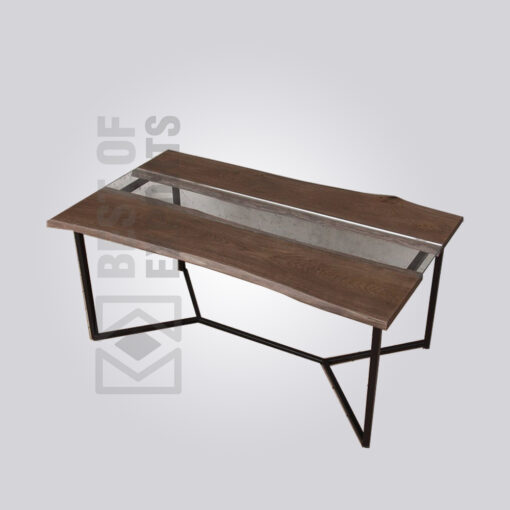 Wood & Glass Top Dining Table