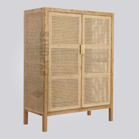 Wooden 2 Rattan Door Wardrobe