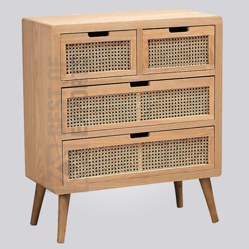 Wooden Cane Front Chest of Drawer