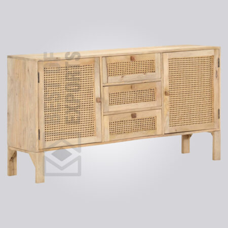 Wooden Natural Cane Sideboard