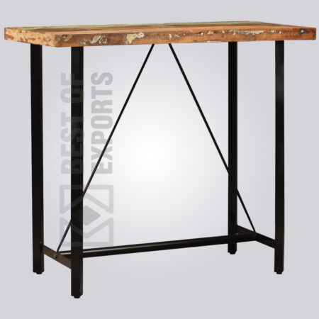 A shaped Reclaimed Wood Bar Table 4 seater