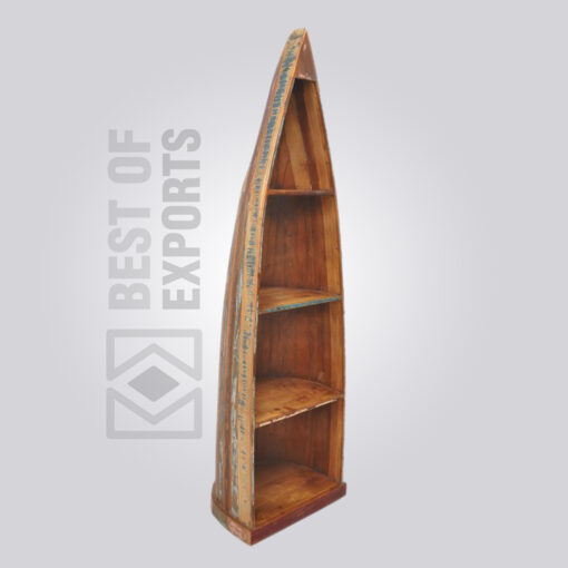Boat Shaped Reclaimed Wood Bookcase 1