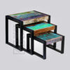 Colorful Old wood Set of 3 Side Table
