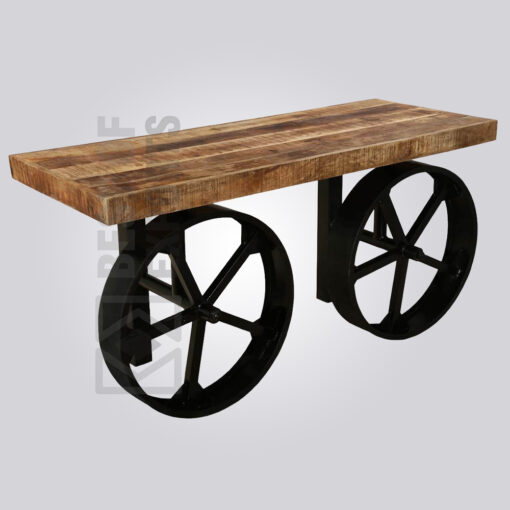 Industrial Reclaimed Wheel Console