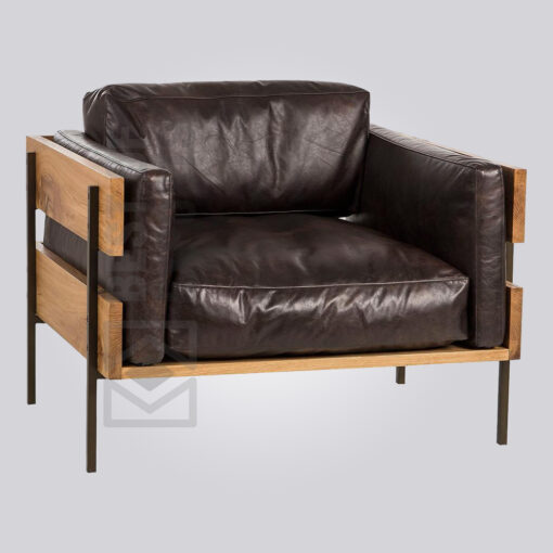 Leather wood Metal Sofa