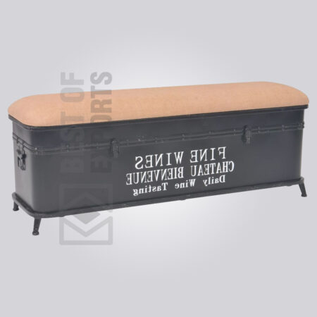 Metal Storage Bench with upholstered seat