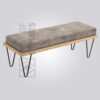 Metal Wood Bench with Upholstered Seat