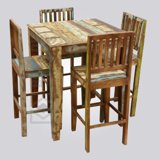 Reclaimed Wood Bar Table and Chair Set