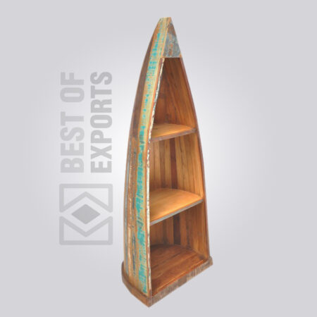 Reclaimed Wood Boat Shape Bookcase 1