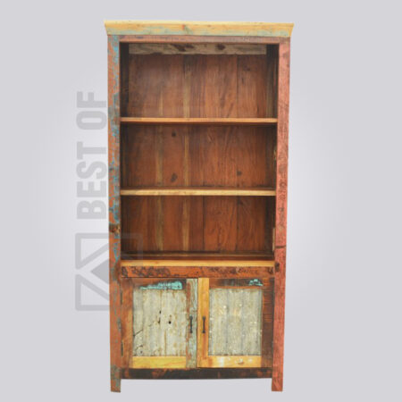 Reclaimed Wood Bookcase with Two Doors