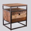 Reclaimed Wood Metal Side Table with storage