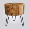 Round Recycled Wood Side Table
