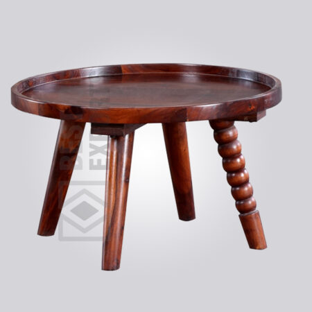 Round Wooden Abstract Coffee Table