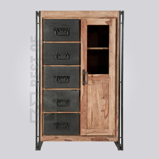 Wood and Metal Double Pipe Wardrobe