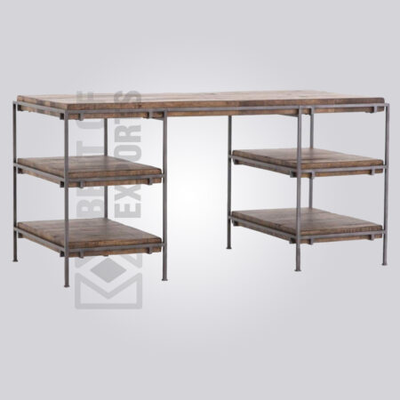 Wood and Metal Shelf Desk