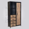 Wood and Metal Two Partition Wardrobe