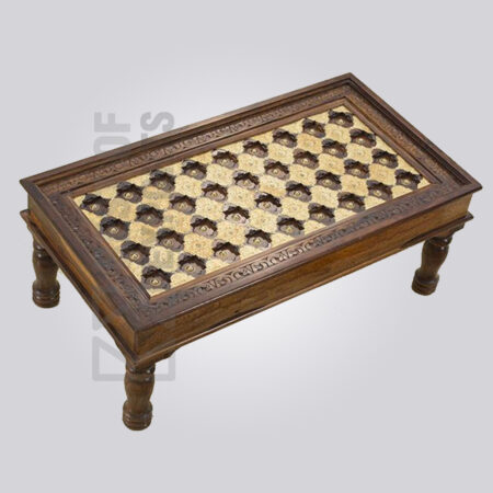 Wooden Brass Coffee Table