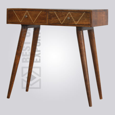 Wooden Brass Inlay Console