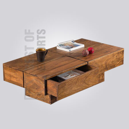 Wooden Groove Storage Coffee Table