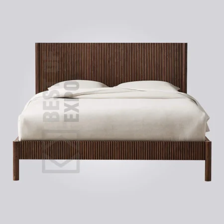 Grooved Wooden Panel Bed