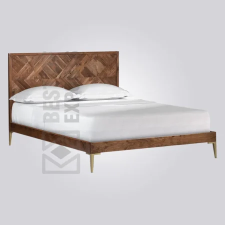 Herringbone Panel Wooden Bed