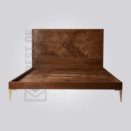 Herringbone Panel Wooden Bed