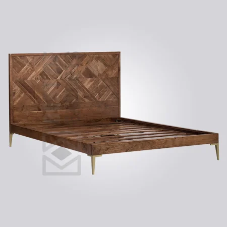 Herringbone Panel Wooden Bed