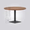 Drancy Round Table – Natural Finish, Acacia Wood with MS Base for Restaurant Tables