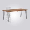 Troy Rectangular Dining Table – Natural Wood Finish, Acacia Wood with MS Base for Restaurant Tables